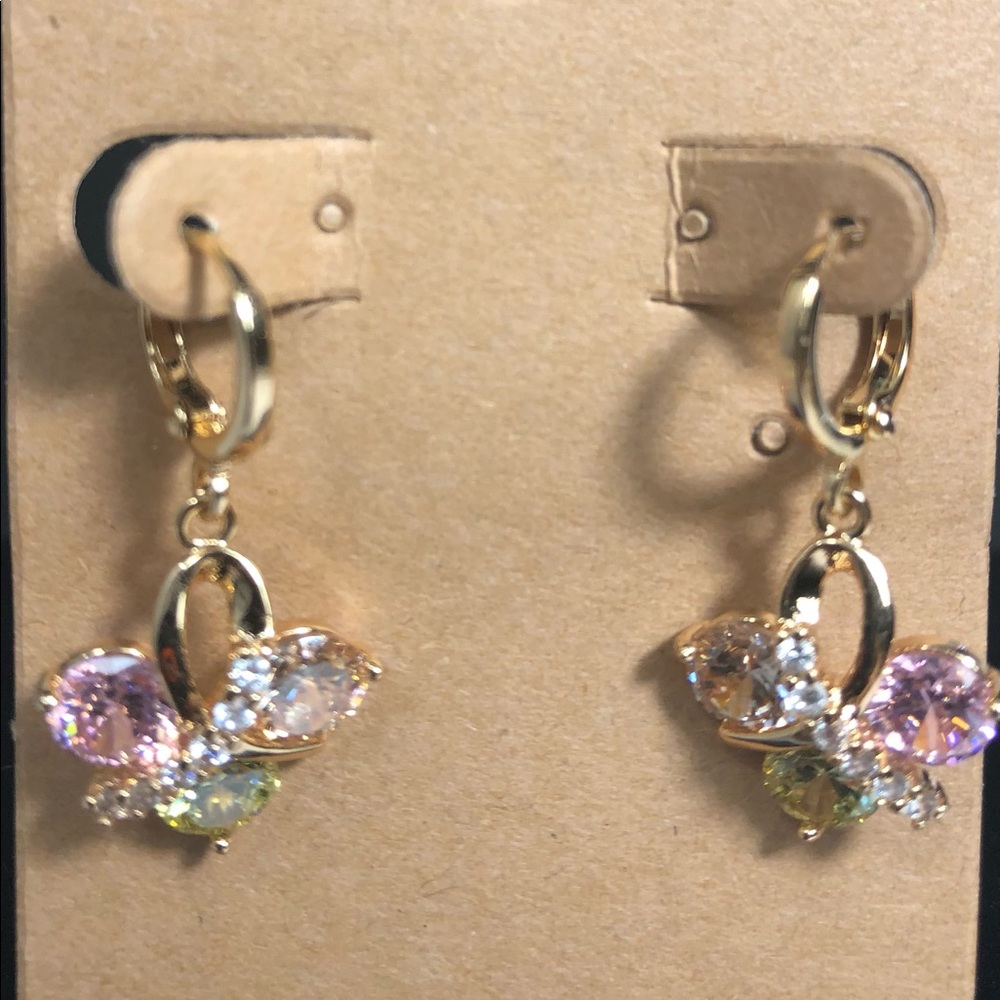 BUTTERFLY CZ GOLD FILLED EARRING